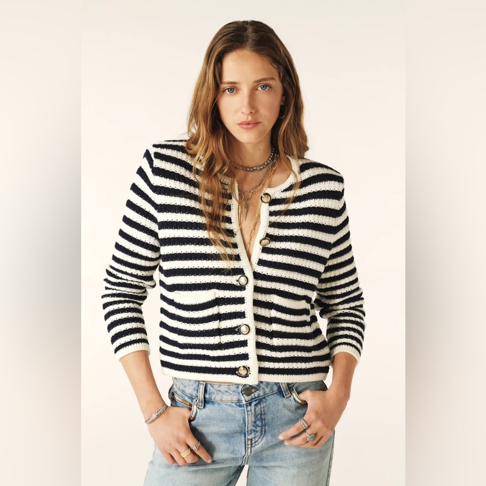 Ba&sh Gaspard Striped Cardigan Medium (Size 2), Worn once - Like new, no flaws